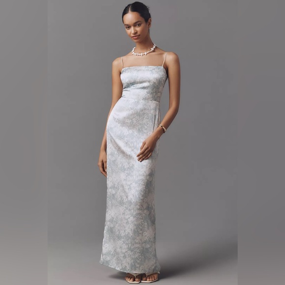 NEW NWT Reformation Frankie Silk Maxi Dress Idyllic Blue Size 10 - Picture 3 of 8